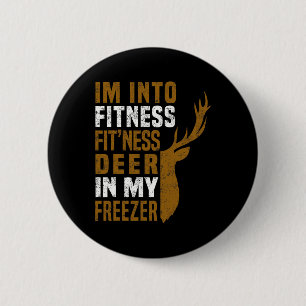 Fitness hert in mijn vriezer Grappig herten jagen  Ronde Button 5,7 Cm