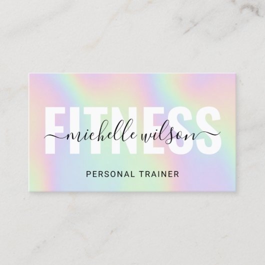 Fitness Holographic Typography Personal Trainer Visitekaartje (Voorkant)
