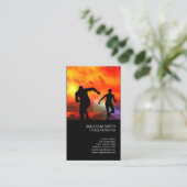 Fitness instructeur lopers in de zonsondergang visitekaartje (Staand voorkant)