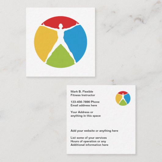 Fitness Instructor Modern Ontwerp Vierkante Visitekaartje (Voorkant / Achterkant)