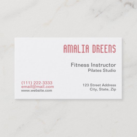 Fitness Instructor voor wit Visitekaartje (Voorkant)