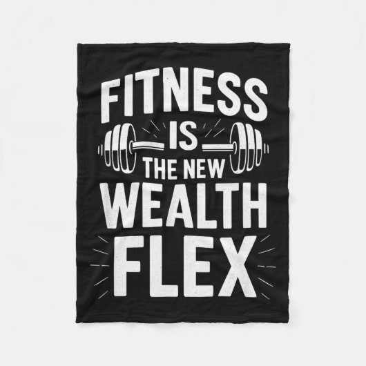 Fitness is de rijkdom Flex, Motiverende tekst Fleece Deken (Voorkant)