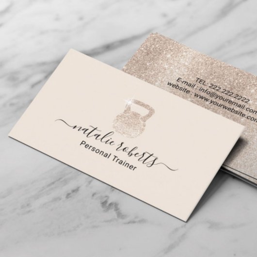 Fitness Ivory Kettlebell Logo Persoonlijke trainer Visitekaartje