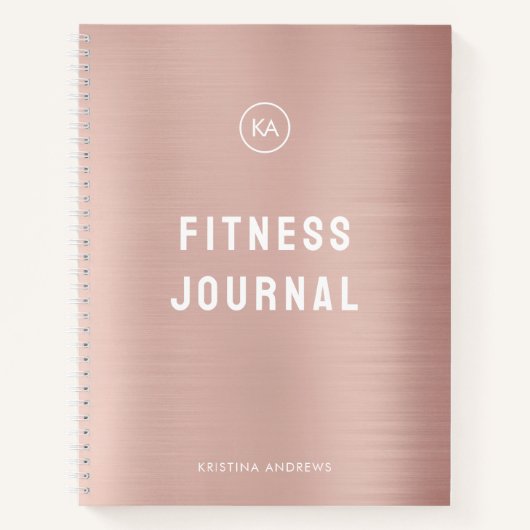 Fitness Journal Roze Rose Gold Monogramed Notitieboek (Voorkant)