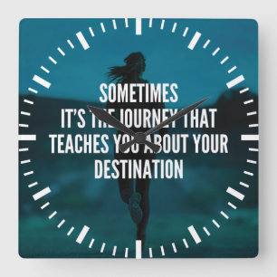 Fitness Journey - Women's Workout Motivatie" Vierkante Klok