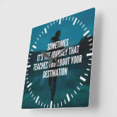 Fitness Journey - Women's Workout Motivatie" Vierkante Klok (Hoek)