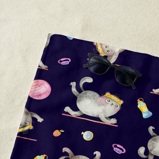 fitness kat strandlaken (In situ)