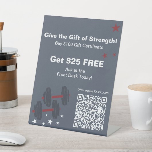 Fitness kerstcadeau van sterkte certificaat reclamebord met voetstuk (Insitu)