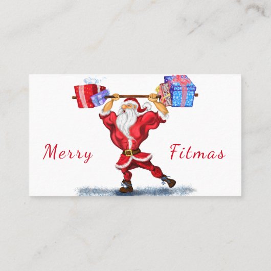 Fitness Kerstman Business Card Template Visitekaartje (Achterkant)