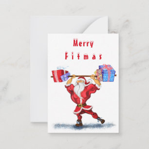 Fitness Kerstman Grappige Kerstkaarten Notitiekaartje