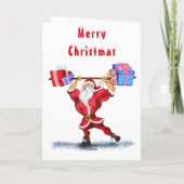 Fitness Kerstman Kerstkaart Kaart (Achterkant)