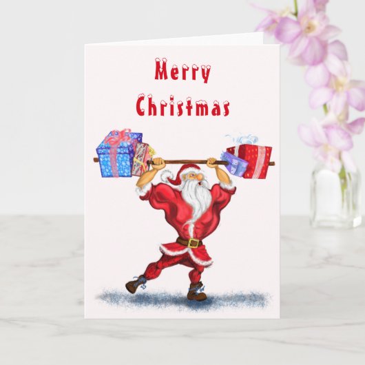 Fitness Kerstman Kerstkaart Kaart (Orchidee)