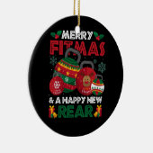 Fitness Kerstmis Vrolijke Fitmas en een Gelukkig N Keramisch Ornament (Rechts)