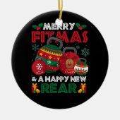 Fitness Kerstmis Vrolijke Fitmas en een Gelukkig N Keramisch Ornament (Voorkant)
