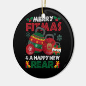 Fitness Kerstmis Vrolijke Fitmas en een Gelukkig N Keramisch Ornament (Links)