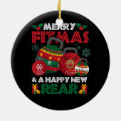 Fitness Kerstmis Vrolijke Fitmas en een Gelukkig N Keramisch Ornament (Achterkant)