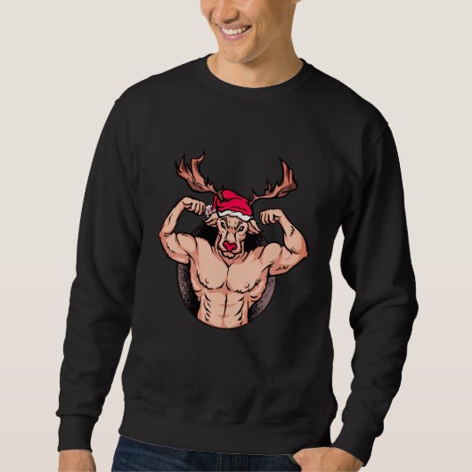 Fitness Kersttrui - Kerstman Bodybuilder Trui (Voorkant)