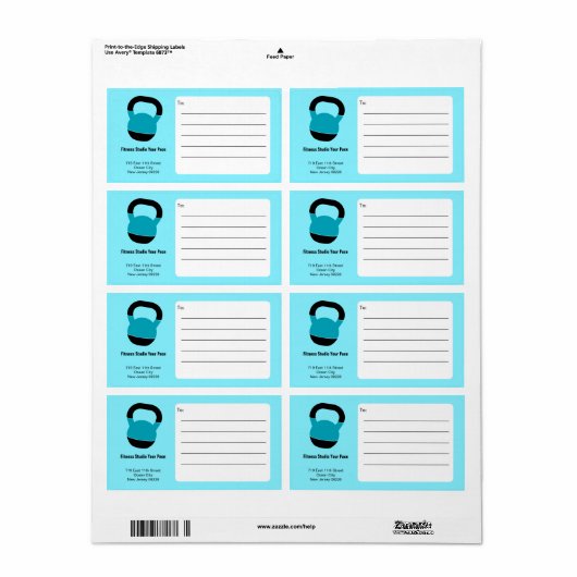 Fitness Kettlebell Electric-Blue Black Shipping Etiket (Full Sheet)