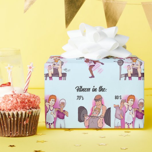 Fitness Lichtblauw Cadeaupapier (Verjaardagsfeest)