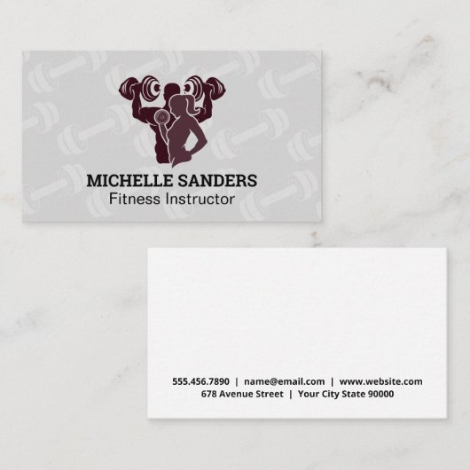 Fitness Logo | Dumbbell Pattern Visitekaartje (Voorkant / Achterkant)