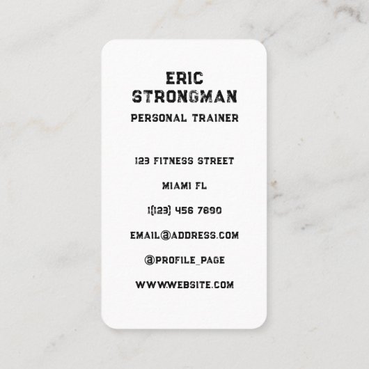 fitness logo Retrostijl Visitekaartje (Achterkant)