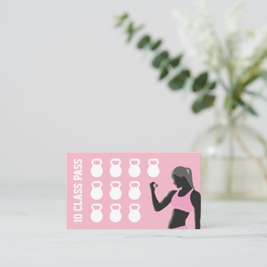 Fitness Loyalty Kaart Personal Trainer Pink (Staand voorkant)