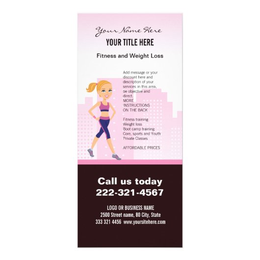Fitness Meisje Cartoon Reclamekaart (Voorkant)