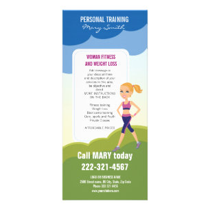 Fitness Meisje Cartoon Reclamekaart