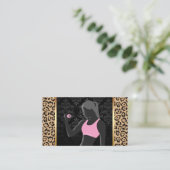 Fitness Meisje Chic Leopard Print Personal Trainer Visitekaartje (Staand voorkant)