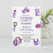 Fitness meisje feest uitnodiging (Staand voorkant)