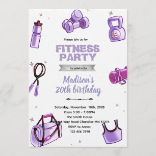 Fitness meisje feest uitnodiging