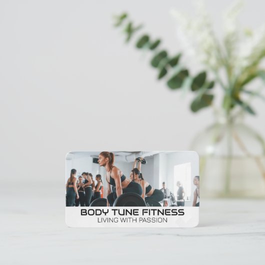 Fitness Mensen Oefenen In Gym Visitekaartje (Staand voorkant)