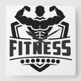 Fitness Motivatie Grafiek | Sterk & Actief Leven Vierkante Klok