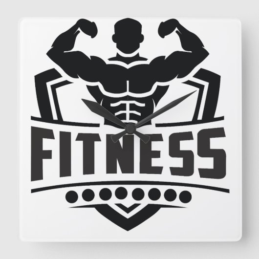 Fitness Motivation Graphic | Strong & Active Life Vierkante Klok (Voorkant)