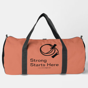 Fitness Motto Sterk Begint Hier Oranje Zwart Plunjezak