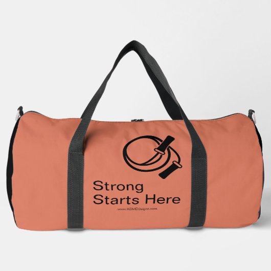 Fitness Motto Strong Starts Here Orange Black Plunjezak (Voorkant)