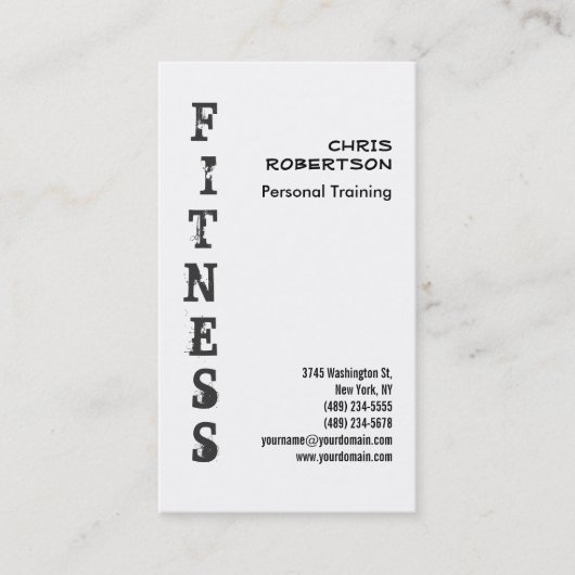 Fitness Personal Trainer Black White Visitekaartje (Voorkant)