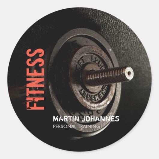 Fitness Personal Trainer Bodybuilding Modern Sharp Ronde Sticker (Voorkant)