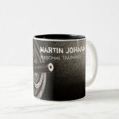 Fitness Personal Trainer Bodybuilding Modern Sharp Tweekleurige Koffiemok (Voorkant rechts)