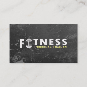 Fitness Personal Trainer Bold Text Dumbbell Logo Visitekaartje
