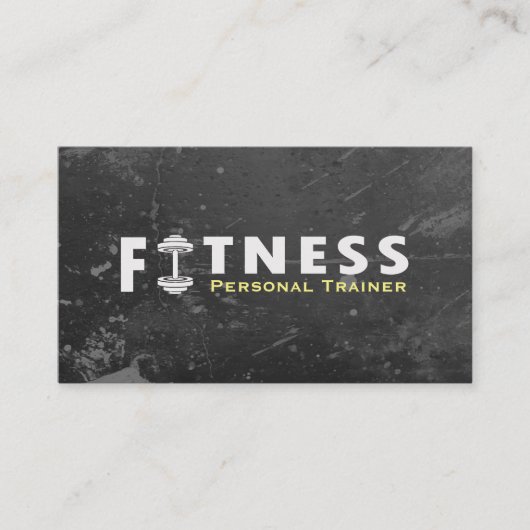 Fitness Personal Trainer Bold Text Dumbbell Logo Visitekaartje (Voorkant)