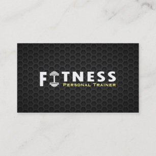 Fitness Personal Trainer Bold Text Dumbbell Logo Visitekaartje