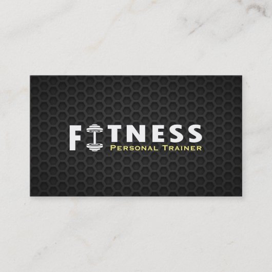 Fitness Personal Trainer Bold Text Dumbbell Logo Visitekaartje (Voorkant)