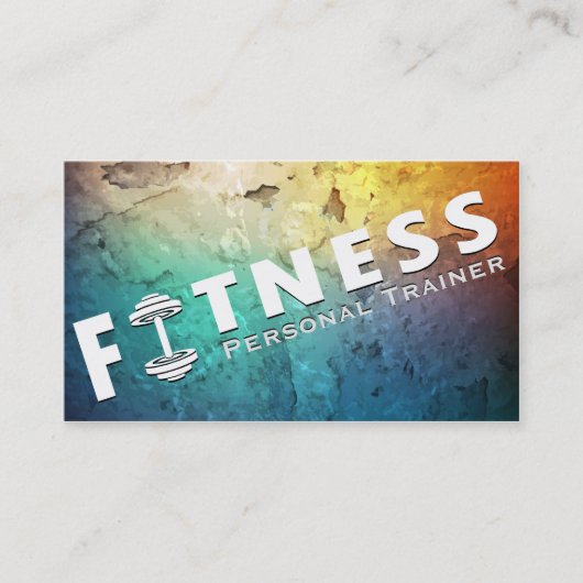 Fitness Personal Trainer Bold Text Dumbbell Logo Visitekaartje (Voorkant)