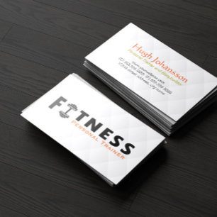 Fitness Personal Trainer Bold Text Dumbbell Logo Visitekaartje
