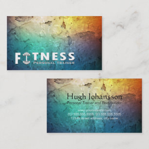 Fitness Personal Trainer Bold Text Dumbbell Logo Visitekaartje