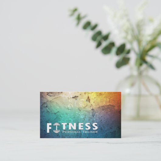 Fitness Personal Trainer Bold Text Dumbbell Logo Visitekaartje (Staand voorkant)