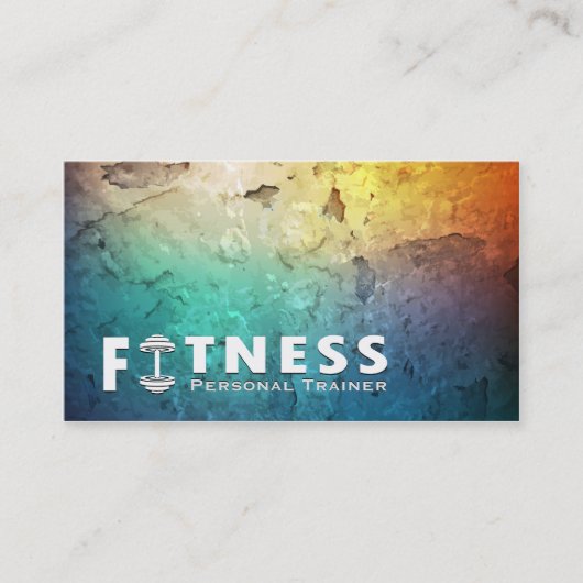 Fitness Personal Trainer Bold Text Dumbbell Logo Visitekaartje (Voorkant)
