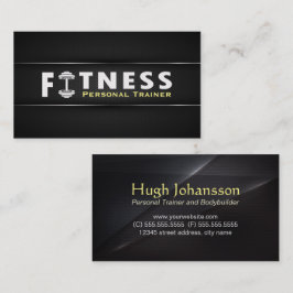 Fitness Personal Trainer Bold Text Dumbbell Logo Visitekaartje