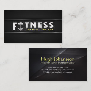 Fitness Personal Trainer Bold Text Dumbbell Logo Visitekaartje